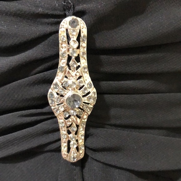 Vintage Dawn Joy Midi Dress Size Medium 10 Black Jeweled Asymmetrical Hem - Picture 3 of 9